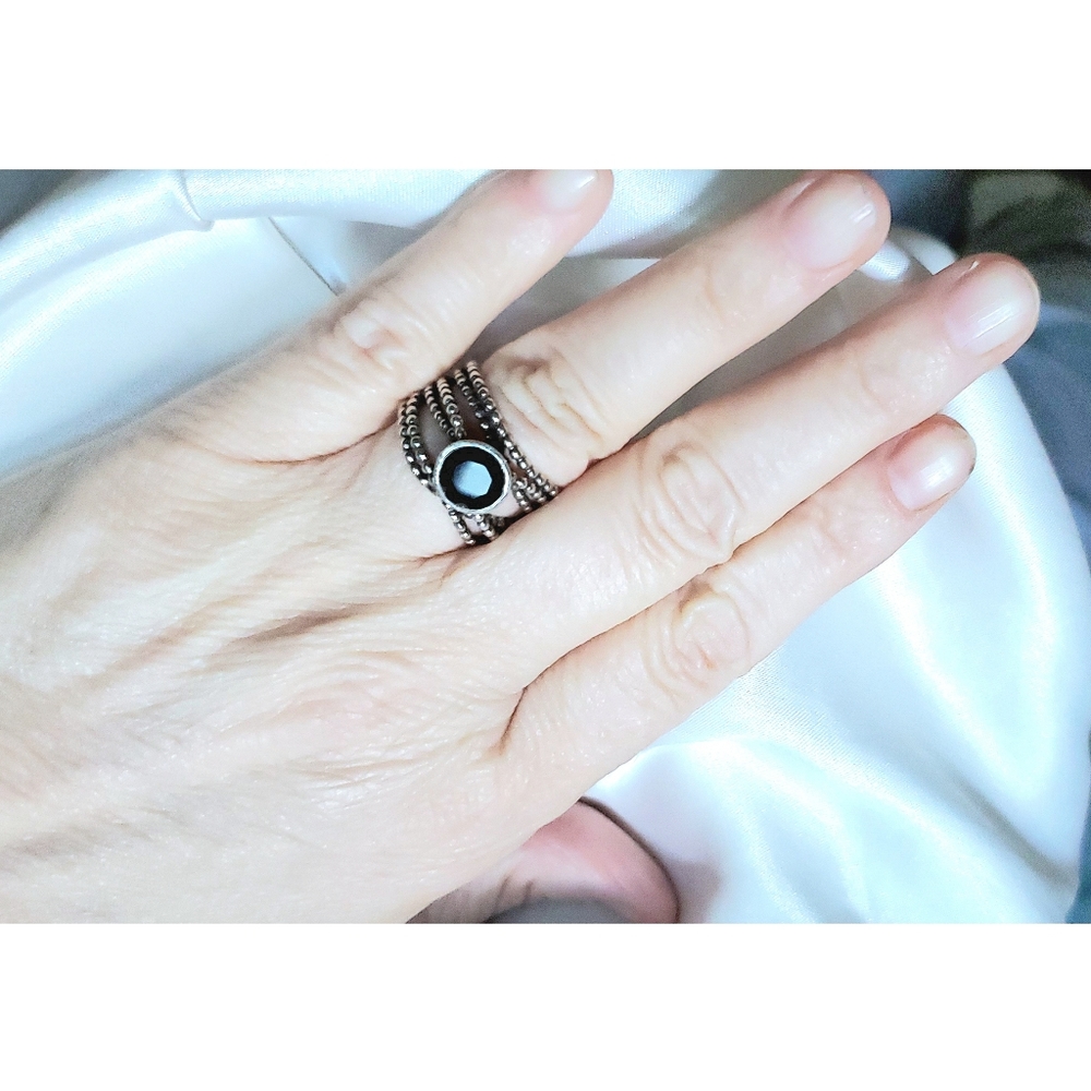 Vtg Didae Shablool Israel Onyx Sterling Silver Wide Band Ring Sz 8  HTF - Picture 10 of 13